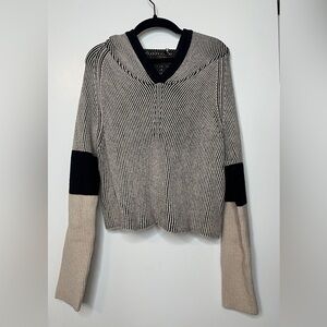 Kerisma Black and Cream Striped Sweater with Hood